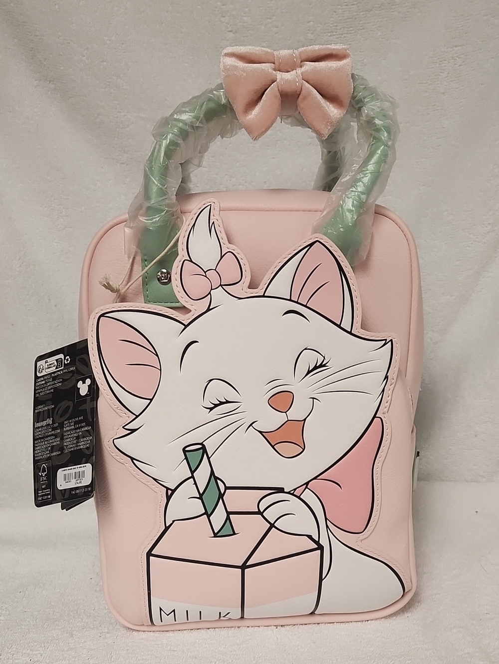 Loungefly Pink Marie Cat Mini Backpack with Bow Accent